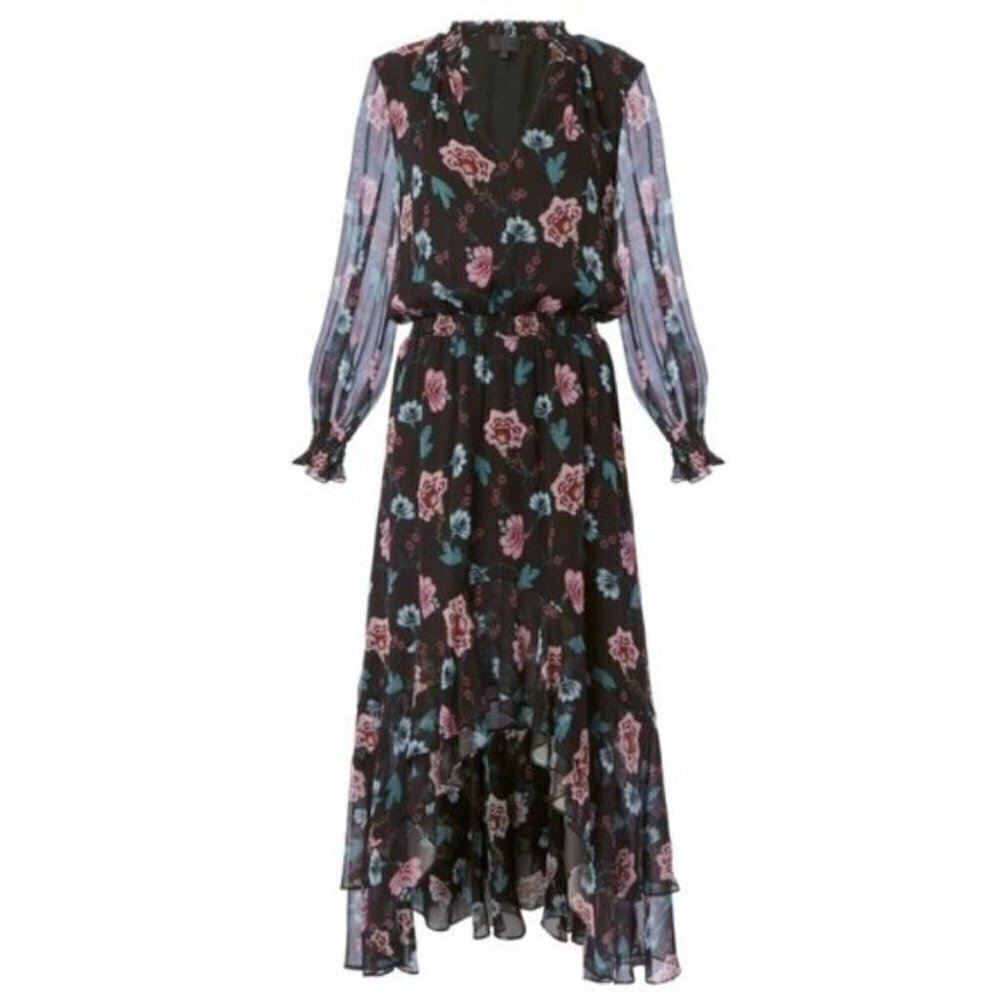 Intermix Vera High-Low Floral-Printed Silk Dress Size 0